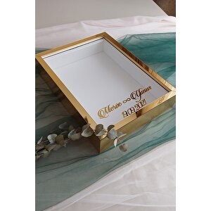 30x40 Cm Gold Pleksi Kaplı Ledli Model Tasarım Gül Kutusu Anı Çerçevesi! Ayna Çerçeve!