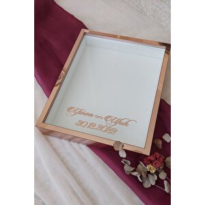 40x50 Cm Rosegold Pleksi Kaplı Ledsiz Derin Gül Anı Çerçevesi! Gül Kutusu