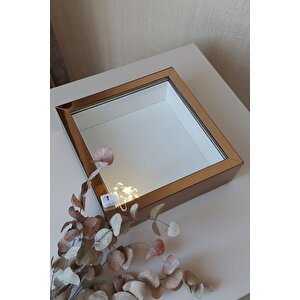 25x25 Cm Ledli İsimsiz Derin Gül Çerçevesi! Gül Kutusu! Hkmticaret! Bronz
