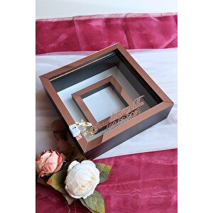 25x25 Cm Siyah-rose Fotoğraf Bölümlü Ledli Isimli Anı Çerçevesi! Yeni Trend Anı Çerçevesi!