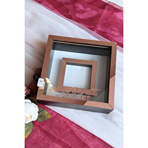 25x25 Cm Siyah-rose Fotoğraf Bölümlü Ledli Isimli Anı Çerçevesi! Yeni Trend Anı Çerçevesi!