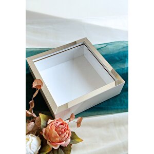 25x25 Cm Beyaz-gümüş Derin Anı Çerçevesi-6 Cm Derinlikli Anı Çerçevesi Gül Kutusu! Hkm Ticaret