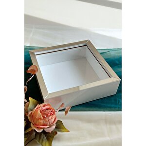 25x25 Cm Beyaz-gümüş Derin Anı Çerçevesi-6 Cm Derinlikli Anı Çerçevesi Gül Kutusu! Hkm Ticaret