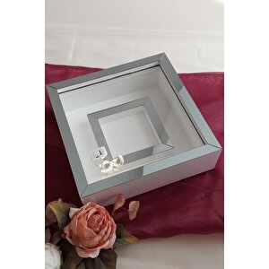 25x25 Ledli Beyaz-füme Fotoğraf Bölümlü Çerçeve Gül Tasarımlarınız Için