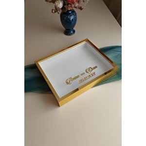 40x50 Cm Gold Pleksi Kaplı Yatay Derin Gül Anı Çerçevesi! Gül Kutusu