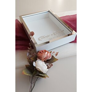 30x40 Cm 7 Cm Derin Beyaz-gümüş Gül Anı Çerçevesi! Gül Kutusu-hkm Ticaret