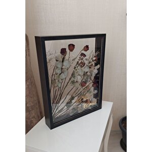 İsimli 40x50 Cm Çift Yönlü Derin Gül Çerçevesi! Gelin Buketi Çerçevesi! Siyah