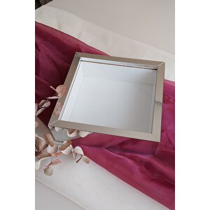 25x25 Cm Derin Gümüş Kaplı Anı Çerçevesi-6 Cm Derinlikli Anı Çerçevesi Gül Kutusu! Hkm Ticaret