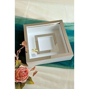 25x25 Ledli Beyaz-gümüş Fotoğraf Bölümlü Çerçeve Gül Tasarımlarınız Için