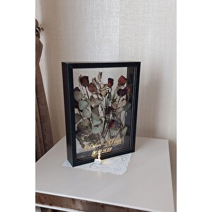 Ledli Isimli 30x40 Cm Siyah Çift Yönlü Anı Çerçevesi! Gül Kutusu Şeffaf Gül Kutusu! Siyah