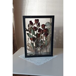 25x35 Cm Çift Yönlü Derin Gül Çerçevesi! Gelin Buketi Çerçevesi! Siyah