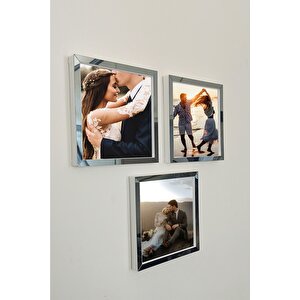 Yapışkanlı 20x20 Cm Full Fotoğraflı Sök Tak Çerçeve 3'lü Kare Çerçeveler-17,5x17,5 Cm Fotoğraf! Beyaz-füme