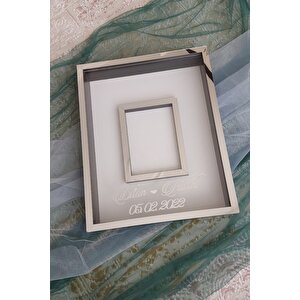 40x50 Cm Siyah-gümüş 8 Cm Derinliğinde Fotoğraf Bölümlü Ledsiz Çerçeve! Gül Kutusu