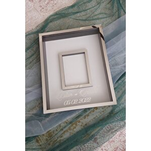 40x50 Cm Siyah-gümüş 8 Cm Derinliğinde Fotoğraf Bölümlü Ledsiz Çerçeve! Gül Kutusu