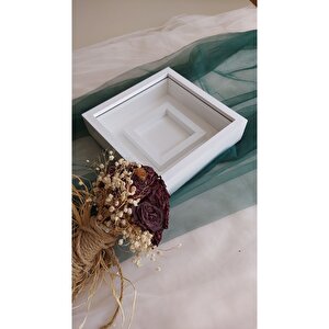 25x25 Cm Fotoğraf Bölümlü Beyaz Anı Çerçevesi-6 Cm Derinlikli Anı Çerçevesi