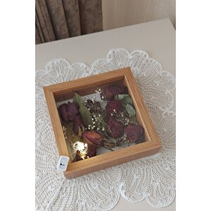 20x20x5 Cm Ledli Anı Çerçevesi! Yeni Moda Çiçek Anı Çerçevesi! Bambu