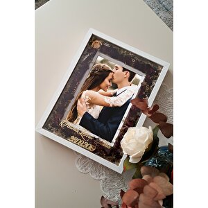 30x40 Cm Ledli İsimli Yeni Model Anı Çerçevesi- Özel Gün Çiçekleri Gül Tablosu