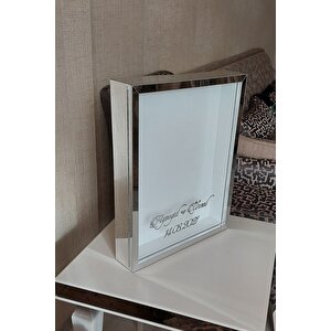 40x50 Cm Gümüş Pleksi Kaplı Derin Ledsiz Gül Anı Çerçevesi! Gül Kutusu