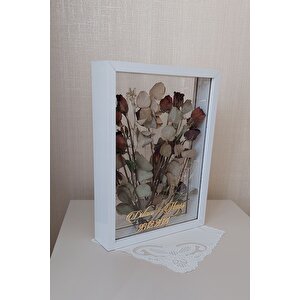 Isimli Beyaz 30x40 Cm Çift Yönlü Anı Çerçevesi! Gül Kutusu Şeffaf Gül Kutusu Beyaz
