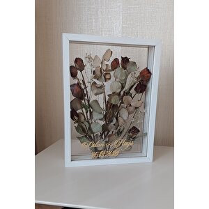 Isimli Beyaz 30x40 Cm Çift Yönlü Anı Çerçevesi! Gül Kutusu Şeffaf Gül Kutusu Beyaz
