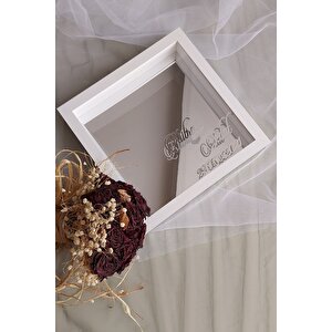 25x25 Cm Verda Anı Gümüş Zeminli Çerçevesi-7 Cm Derinlikli Anı Çerçevesi Gül Kutusu