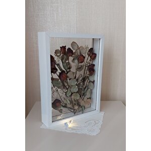 Ledli Isimli 30x40 Cm Beyaz Çift Yönlü Anı Çerçevesi! Gül Kutusu Şeffaf Gül Kutusu Beyaz