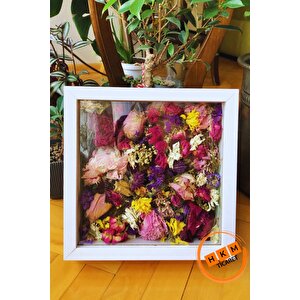 25x25 Cm Beyaz Derin Anı Çerçevesi-6 Cm Derinlikli Anı Çerçevesi Gül Kutusu! Hkm Ticaret