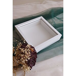 25x25 Cm Beyaz Derin Anı Çerçevesi-6 Cm Derinlikli Anı Çerçevesi Gül Kutusu! Hkm Ticaret