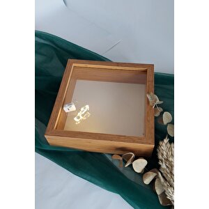 25x25 Cm Bambu Ledli Isimsiz Derin Gül Çerçevesi! Gül Kutusu