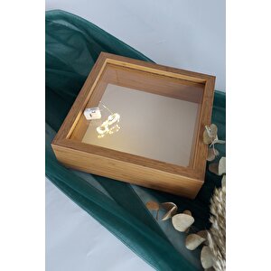 25x25 Cm Bambu Ledli Isimsiz Derin Gül Çerçevesi! Gül Kutusu