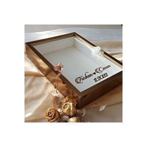 30x40 Cm Ledli Bronz Pleksi Kaplı Derin Tasarım Gül Kutusu Anı Çerçevesi! Ayna Çerçeve!