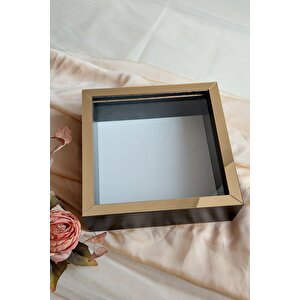 25x25 Cm Siyah-gold Ledli Isimsiz Derin Gül Çerçevesi! Gül Kutusu! Hkmticaret
