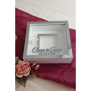 25x25 Cm Beyaz-füme Fotoğraf Bölümlü Ledli Isimli Anı Çerçevesi! Yeni Trend Anı Çerçevesi