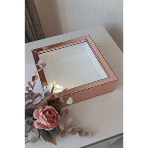 25x25 Cm Rosegold Ledli Derin Gül Çerçevesi! Gül Kutusu! Hkmticaret. Isimsiz