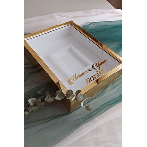 30x40 Cm Gold Pleksi Kaplı Fotoğraf Alanlı Model Tasarım Gül Kutusu Anı Çerçevesi! Ayna Çerçeve!