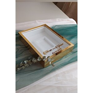 30x40 Cm Gold Pleksi Kaplı Fotoğraf Alanlı Model Tasarım Gül Kutusu Anı Çerçevesi! Ayna Çerçeve!