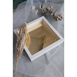 25x25 Cm Verda Anı Gold Zeminli Isimli Çerçevesi-7 Cm Derinlikli Anı Çerçevesi Gül Kutusu