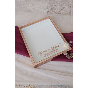 40x50 Cm Rosegold Pleksi Kaplı Ledli Derin Gül Anı Çerçevesi! Gül Kutusu