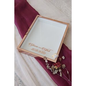 40x50 Cm Rosegold Pleksi Kaplı Ledli Derin Gül Anı Çerçevesi! Gül Kutusu