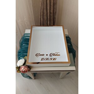 40x50 Cm Beyaz-bronz Derin Ledsiz Gül Anı Çerçevesi! Gül Kutusu