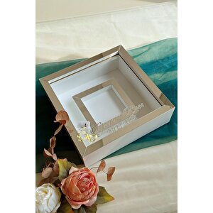 25x25 Cm Beyaz-gümüş Fotoğraf Bölümlü Ledli Isimli Anı Çerçevesi! Yeni Trend Anı Çerçevesi