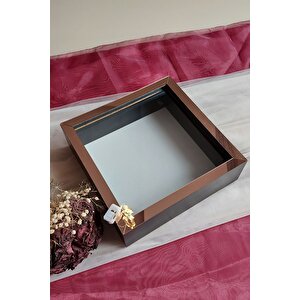 25x25 Cm Ledli Siyah-rose Isimsiz Derin Gül Çerçevesi! Gül Kutusu! Hkmticaret