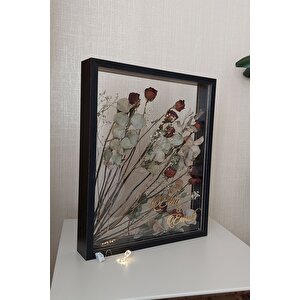 Ledli İsimli 40x50 Cm Çift Yönlü Derin Gül Çerçevesi! Gelin Buketi Çerçevesi!