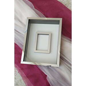 30x40 Cm Siyah-gümüş Fotoğraf Bölümlü Gül Saklama Anı Çerçevesi-6 Cm Anı Çerçevesi Gül Kutusu