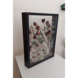 40x50 Cm Çift Yönlü Derin Gül Çerçevesi! Gelin Buketi Çerçevesi!siyah