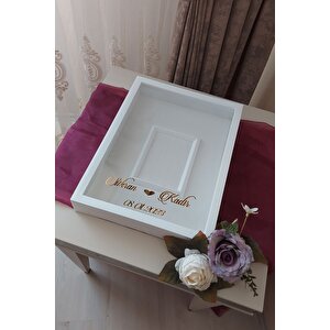 30x40 Cm Fotoğraf Alanlı Model Tasarım Gül Kutusu Anı Çerçevesi! Ayna Çerçeve! Beyaz-üçgen