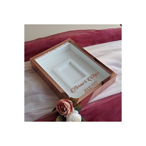 30x40 Cm Rose Pleksi Kaplı Fotoğraf Alanlı Model Tasarım Gül Kutusu Anı Çerçevesi! Ayna Çerçeve!