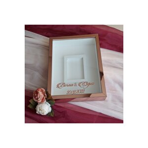30x40 Cm Ledli Rose Pleksi Kaplı Fotoğraf Bölümlü Tasarım Gül Kutusu Anı Çerçevesi! Ayna Çerçeve!