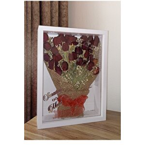 30x40 Cm Beyaz Derin Gül Anı Çerçevesi! Fotoğraf Çerçevesi! Gül Anı Çerçevesi-gelin Buketleri Için
