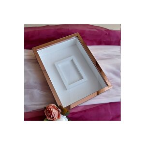 30x40 Cm Rosegold Fotoğraf Bölümlü Gül Saklama Anı Çerçevesi-6 Cm Anı Çerçevesi Gül Kutusu